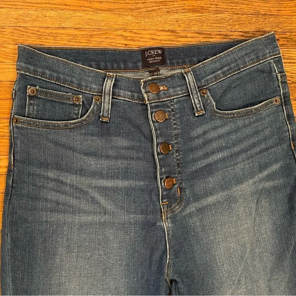 J. Crew High Rise Skinny raw hem jeans